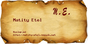 Matity Etel névjegykártya